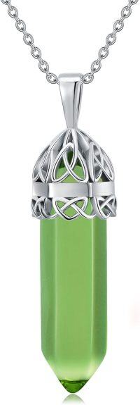 wholesale Sterling Silver Opal Irish Celtic Knot Pendant Necklace Unisex Gift-Celtic necklace-August