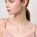 wholesale 925 Sterling Silver Rose Gold Plated Heart-Shaped Flower Pendant with Cubic Zirconia Necklaces for Women-0-1
