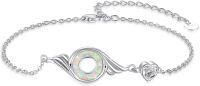wholesale 925 Sterling Silver Opal Heart Charm Bracelet with Chain and Clasp - Fashionable  for Her-Phoenix Bracelet
