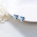 wholesale 925 Sterling Silver Blue Crystal Heart Celtic Knot Moon Stud Earring Set-0-1