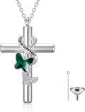 wholesale Sterling Silver Urn Cross Necklace for Ashes Cremation Jewelry with Funnel Kit-0-37