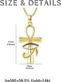 wholesale 14k Yellow Gold Ankh Cross with Eye of Horus Pendant - Egyptian Protection s for Women-0-0