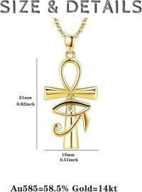 wholesale 14k Yellow Gold Ankh Cross with Eye of Horus Pendant - Egyptian Protection s for Women-14K