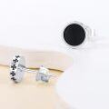 wholesale 925 Sterling Silver Black Onyx Round Stud Earrings with Iron Crosses for Men Women Gothic Punk Style Hypoallergenic Gift Idea-0-2