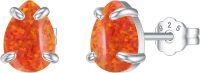 wholesale 925 Sterling Silver Red Fire Opal 925 Pear Shape Stud Earrings for Women-Orange
