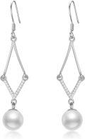 wholesale 925 Sterling Silver AAA+ Freshwater Pearl Cubic Zirconia Drop Earrings-0-0