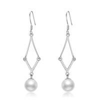 wholesale 925 Sterling Silver Zircon Accent Drop Earrings Wholesale With Pearl-Silver