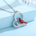 wholesale 925 Sterling Silver Red Bird Pendant Necklace - JUSTKIDSTOY Cardinal Memorial Gifts for Women Friends-0-1