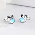 wholesale 925 Sterling Silver Panda Moonstone Studs Hypoallergenic s for Girls and Women-0-1