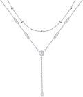 wholesale 925 Sterling Silver CZ Pear Shape Beaded Double Chain Y-Necklace Christmas Gift for Her-0-0