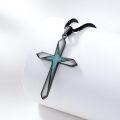 wholesale 925 Sterling Silver Turquoise Inlay Celtic Cross Pendant Necklace for Men & Women - Christian Religious s-0-2