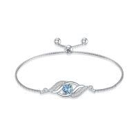 wholesale 925 Sterling Silver Birthstone Dainty Infinity Bracelet for Women-03-Mar.-Aquamarine