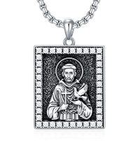 wholesale Saint Patron Necklace For Men Women 925 Sterling Silver Saint Pendant Patron Necklace Protection Catholic Religious Jewelry Christmas Gift For Him Her -color_name:St Francis