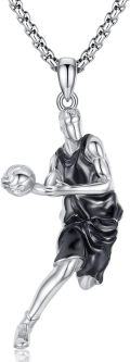 wholesale 925 Sterling Silver Basketball Player Pendant Necklace for Women and Men - Graduation Gift Idea-0-0