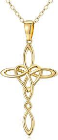 wholesale 14K Gold Celtic Knot Cross Pendant Necklace for Women-0-0