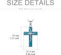 wholesale 925 Sterling Silver Turquoise Inlay Cross Pendant Necklace for Women and Men - Religious  for Christmas & Birthdays-0-4