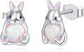 wholesale 925 Sterling Silver Bunny Opal Stud Earrings for Girls and Women-0-0