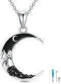 wholesale 925 Sterling Silver Black Enamel Crescent Moon Cremation Jewelry Keepsake Urn Pendant Necklace for Ashes-0-0