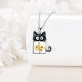 wholesale 925 Sterling Silver Black Cat with Present Pendant Necklace - Moon  for Women-0-2