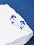 wholesale 925 Sterling Silver Dolphin Ocean Theme Stud Earrings Beach  for Her-0-2