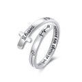 wholesale 925 Sterling Silver Blessed Cross Open Wrap Ring Platinum Plated Scripture Faith Jewelry-0-0