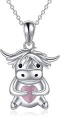 wholesale 925 Sterling Silver Unicorn Heart Charm Pendant Necklace Animal s for Girls and Women-0-0