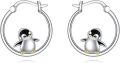 wholesale 925 Sterling Silver Penguin Hoop Earrings - Cute Winter Gift for Her-0-0