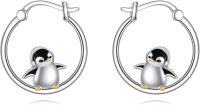 wholesale 925 Sterling Silver Penguin Hoop Earrings - Cute Winter Gift for Her-penguin hoop earrings