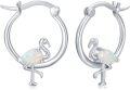wholesale 925 Sterling Silver Flamingo Opal Stone Huggie Earrings for Women and Girls-0-0
