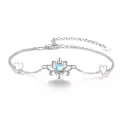 wholesale 925 Sterling Silver Opalite Flower Heart Charm Bracelet Wholesale 6-8 in-0-0