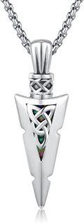 wholesale 925 Sterling Silver Celtic Knot Arrowhead Pendant Necklace - Mens Womens Norse Viking Jewelry-0-0