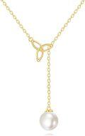 wholesale 14K Gold 8mm Freshwater Pearl Celtic Knot Lariat Necklace for Women Anniversary/Birthday Gifts-0-0