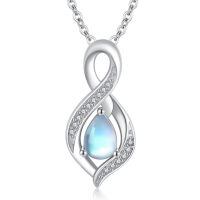 wholesale 925 Sterling Silver Infinity Birthstone Teardrop Pendant Necklace for Women-June