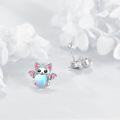 wholesale 925 Sterling Silver Heart-Shaped Cat with Wings Moonstone Stud Earrings for Women Girls Gift Idea-0-2