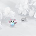 wholesale 925 Sterling Silver Cat Earrings Wholesale With Heart Charm-0-2