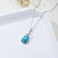 wholesale 925 Sterling Silver Natural Turquoise & Crystal Teardrop Pendant Necklace-0-2