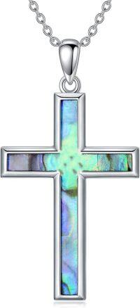 wholesale 925 Sterling Silver Abalone Shell Inlay Cross Pendant Necklace  for Women-Cross abalone_01