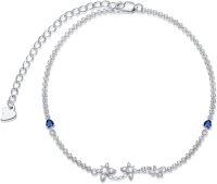 wholesale 925 Sterling Silver Blue Stone Butterfly Charm Adjustable Bracelet Gift for Women Girl-Butterfly-D
