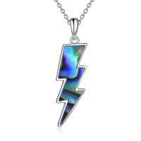 wholesale 925 Sterling Silver Labradorite Lightning Bolt Reversible Boomerang Pendant Necklaces - Minimalist s for Women & Girls-abalone shell