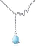wholesale 925 Sterling Silver Larimar Teardrop Pendant Necklace for Women-0-0