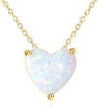 wholesale 14K Gold White Opal Heart Evil Eye Hamsa Hand Pendant Necklace-Heart