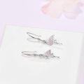 wholesale 925 Sterling Silver Pink Crystal Flamingo Dangle Drop Earrings for Women Gifts-0-2