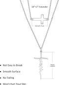 wholesale 925 Sterling Silver Faith Cross Layered Pendant Necklace Religious Jewelry for Women Girls Gifts 45cm Chain Length-0-4