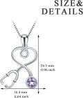 wholesale 925 Sterling Silver & Austrian Crystal Stethoscope Necklace for Doctors, Nurses, Medical Students - Violet Purple June Birthstone Gift-0-4