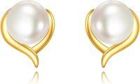 wholesale 14K Gold CZ Pearl Heart Stud Earrings for Women Mother's Day Gifts-02-pearl earrings