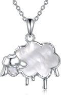 wholesale 925 Sterling Silver Sheep Shape Mother of Pearl Shell Pendant Necklace Animal s for Women-0-0