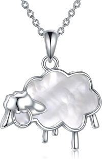 wholesale 925 Sterling Silver Sheep Shape Mother of Pearl Shell Pendant Necklace Animal s for Women-Sheep Abalone Shell