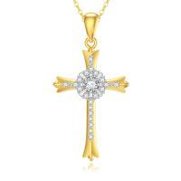 TOUPOP 14K Gold Moissanite Infinity Cross Pendant Necklace-undefined