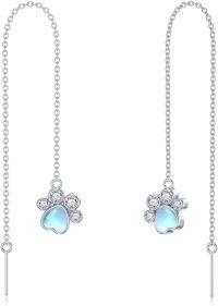 wholesale 925 Sterling Silver Moonstone Dragonfly Turtle Hummingbird Paws Long Drop Earrings-Paws