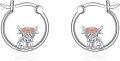 wholesale 925 Sterling Silver Highland Cow Floral Hoop Earrings for Women-0-0